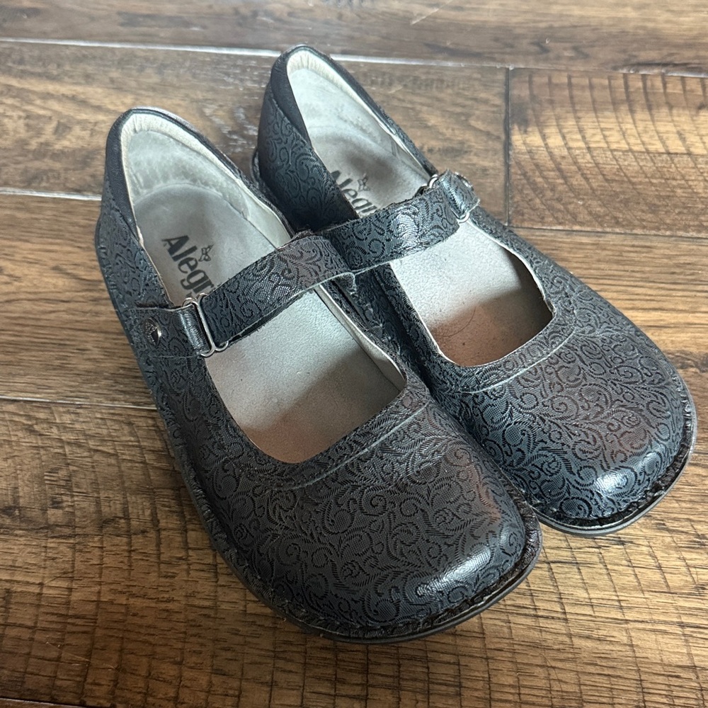 Alegria‎ black grey whimsical Mary Jane 36(US 6)